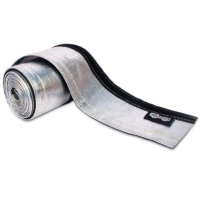 LEDAUT Heat Shroud Sleeve Aluminized Sleeving Express Aluminized Hose and Silver Hose Wire Protection Barrier with Hook and Loop Closure, 3/4" I.D.x 10FT - Image 1